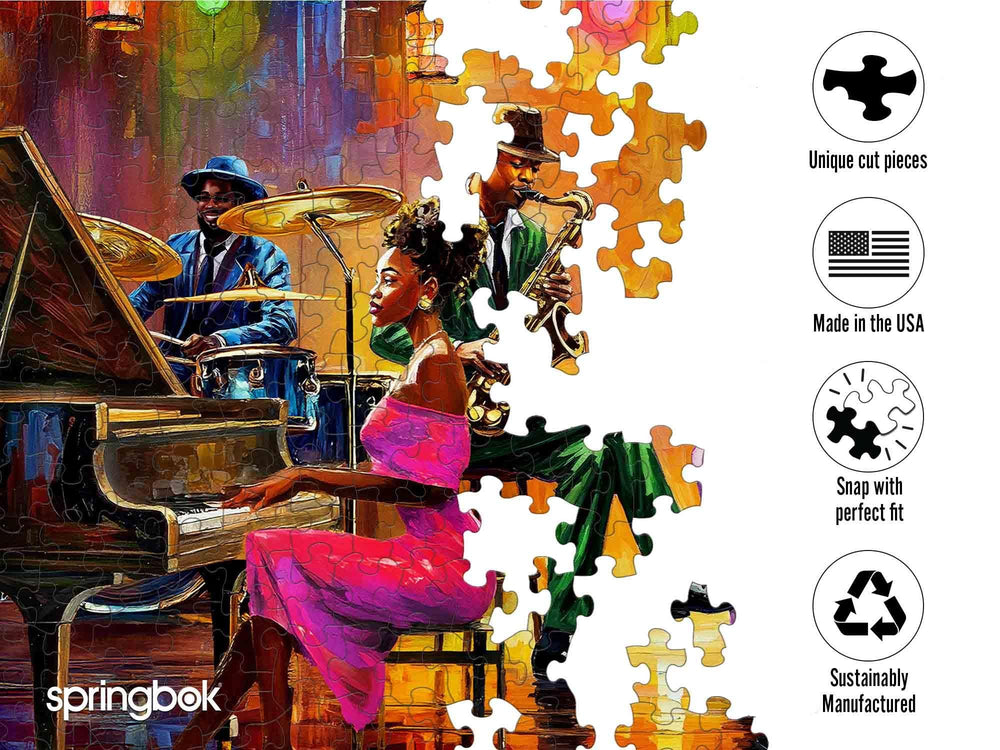 Springbok Neon Notes colorful lanterns scene, social puzzling with friends