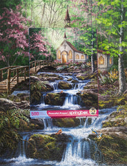 Springbok Peaceful Prayer features mossy rocks stream visual perfect for family puzzle nights.