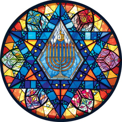 Springbok stained-glass Star of David puzzle for adults with vivid colors.