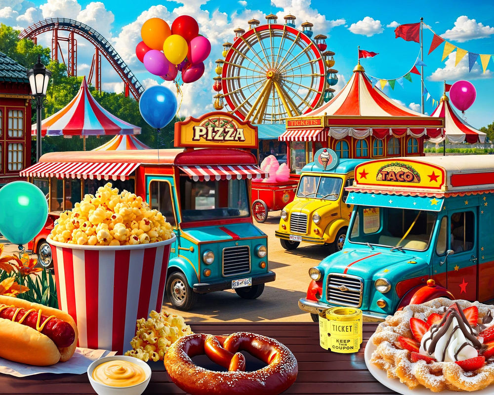 Springbok State Fair puzzle scene with carnival lights, perfect for relaxing evenings.