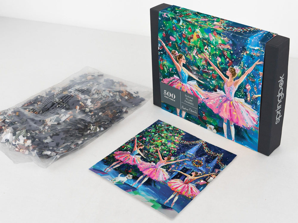 Wreath scene from Sugar Plum Fairies puzzle offering classic seasonal charm