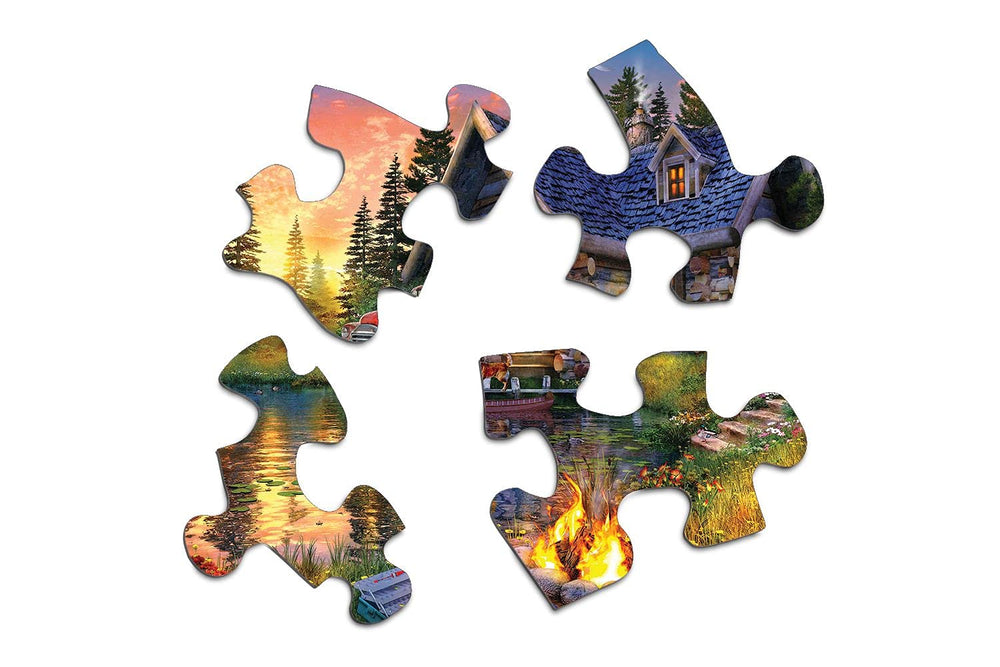 Springbok Sun Kissed Cabin fishing dock: inviting lakeside setting for mindful puzzles