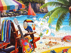Springbok Tropical Paradise puzzle reveals footprints in sand, inviting mindful focus and traceable pattern discovery.