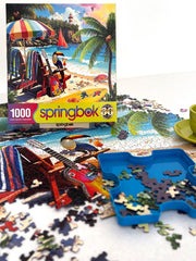 Springbok Tropical Paradise puzzle includes a playful sandcastle detail, adding whimsy and satisfying micro-puzzles.