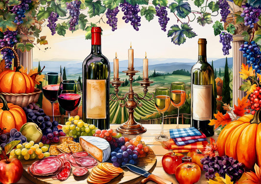 Springbok Vineyard View puzzle shows Tuscan vineyard scene, ideal for relaxing evenings.