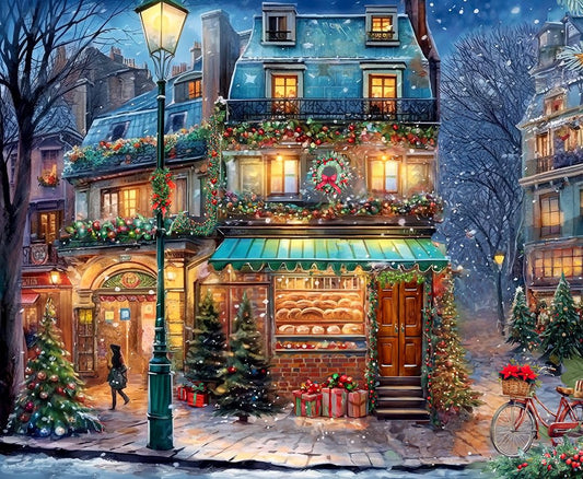 Springbok Winter Wonderland Cafe puzzle box shows a cozy holiday cafe scene for family nights.