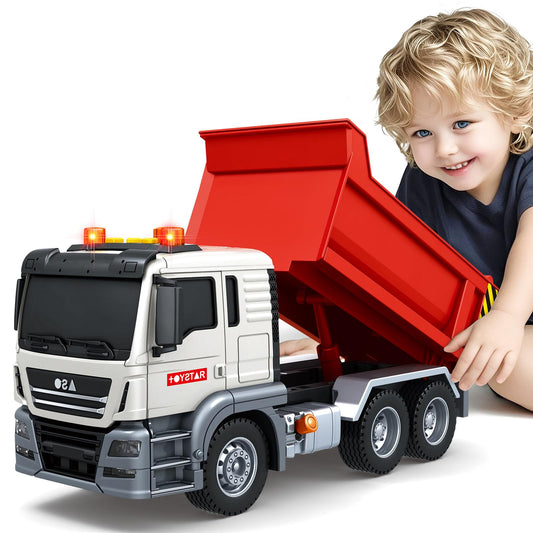 SpringFlower dump truck toy front view, ideal for imaginative play.