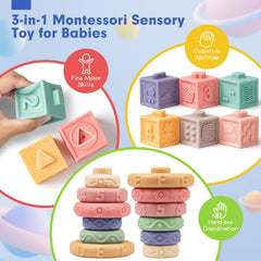 SpringFlower embossed blocks showing animals, shapes, and numbers for early recognition