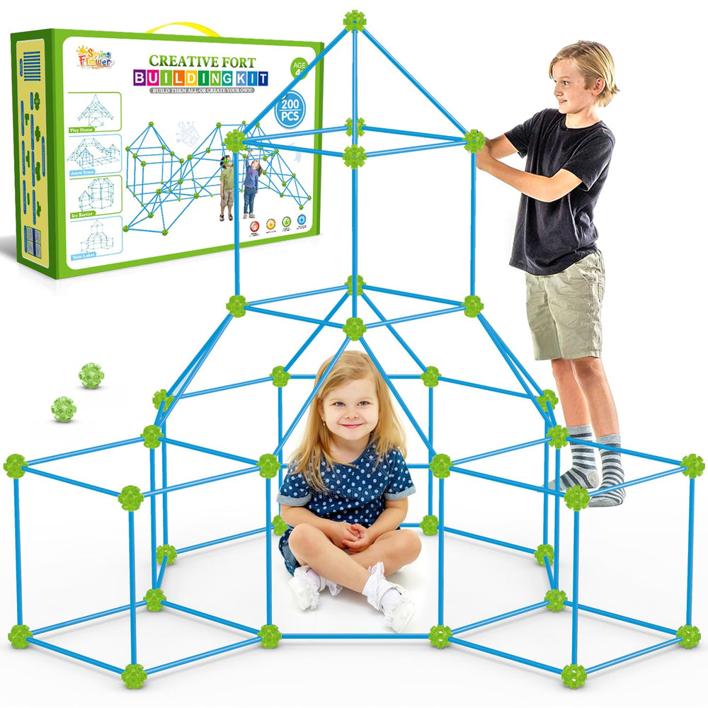 SpringFlower Fort Kit with 200 pieces for creative builds and STEM play