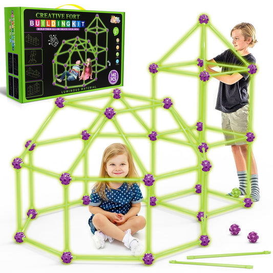 SpringFlower Glow In The Dark Fort Building Kit packaging shown, inviting kids to creative play.