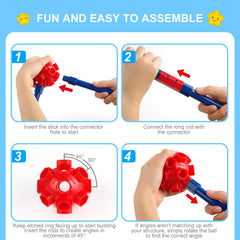 SpringFlower magic balls and long rods arranged for sturdy, easy connections
