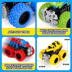 SpringFlower monster truck red side angle for action play and motor skills