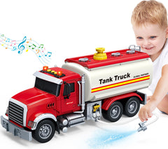 SpringFlower oil tanker truck with sound and lights for imaginative play.