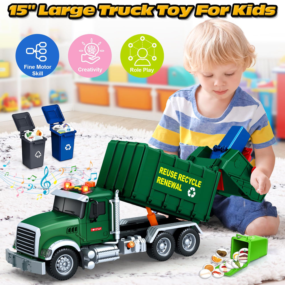 SpringFlower rear bin discharge for realistic trash release