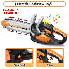 SpringFlower toy chainsaw with cord pull enables realistic role play and fine motor practice.