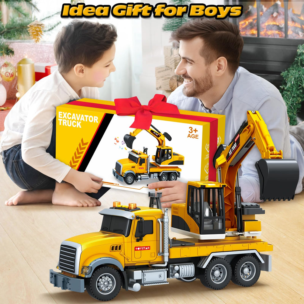 Child enjoys imaginative play with the SpringFlower excavator.