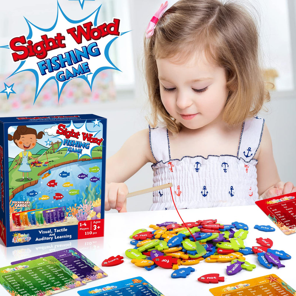 SpringFlower wooden fish with 110 words invite expansive vocabulary through playful practice.