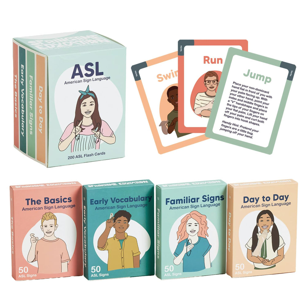 Springtime Education ASL Flash Cards cover page for quick sign learning.