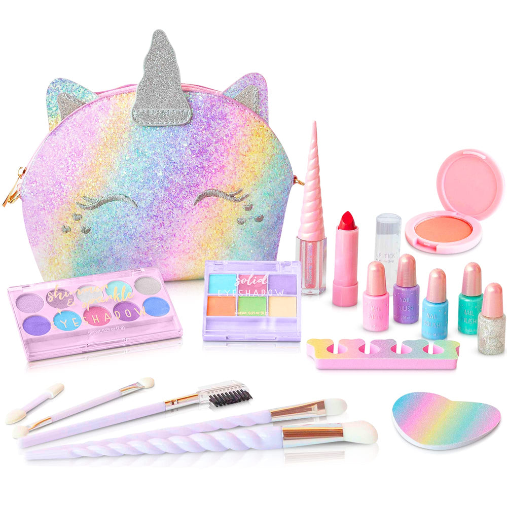 Sprinkles Toyz Kids Real Makeup Kit with unicorn purse for imaginative pretend play.