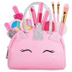 Sprinkles Toyz Kids Real Makeup Kit with pink unicorn purse inspires imaginative play