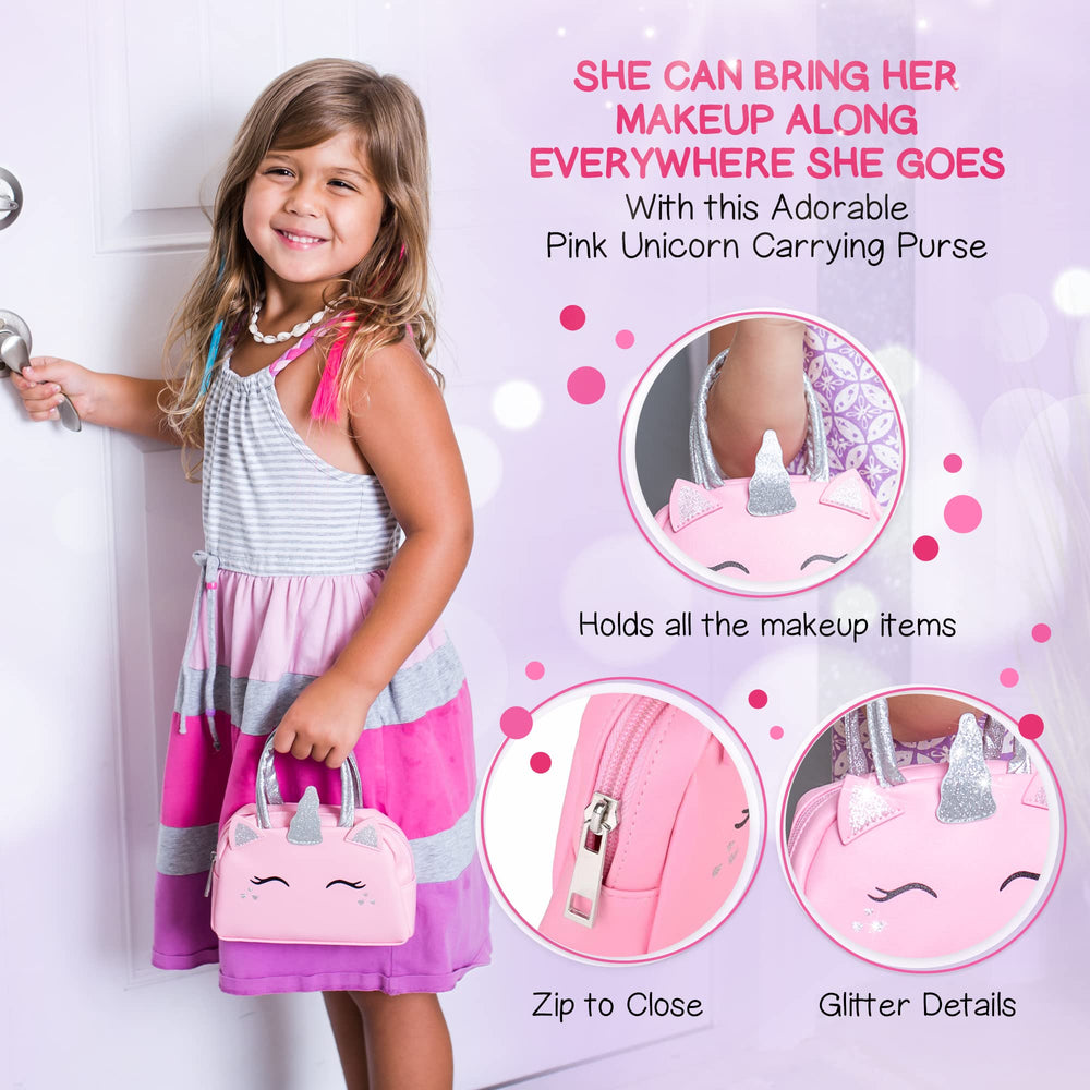 Sprinkles Toyz makeup brushes set included for authentic pretend application.