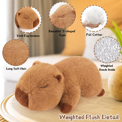 Sprinqdawin weighted capybara plush 15-inch brown plush cushion for sofa