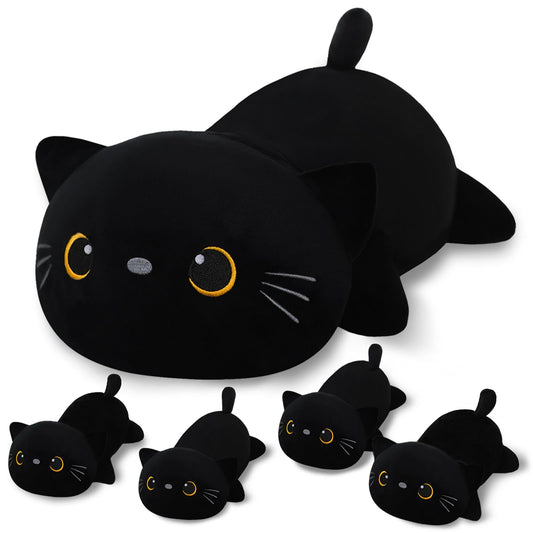SQEQE black cat mommy with four babies belly open for imaginative play.