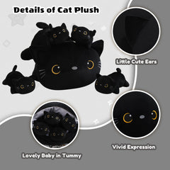 SQEQE black cat plush fabric, soft and cozy for cuddling.