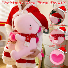 SQEQE pink dinosaur plush with scarf provides snug styling for chilly days
