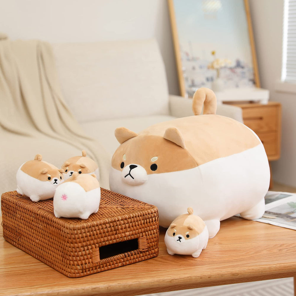 SQEQE shiba inu plush material closeup shows soft fabric texture