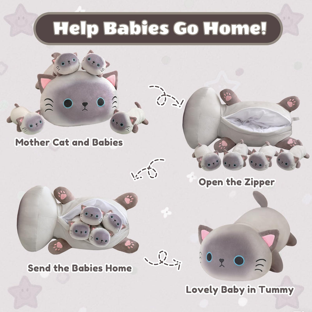 SQEQE Siamese cat plush close-up showing soft fur and friendly expression