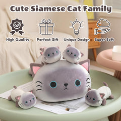 SQEQE Siamese cat plush gift-ready for kids and celebrations