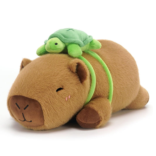 SQEQE weighted capybara plush close-up showing soft fur and cozy hug