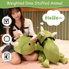 SQEQE dinosaur plush features beaded base for stable, soothing weight.
