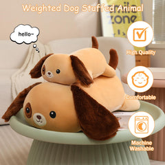 SQEQE weighted dog plush, 13.8-inch brown, comforting reading pillow