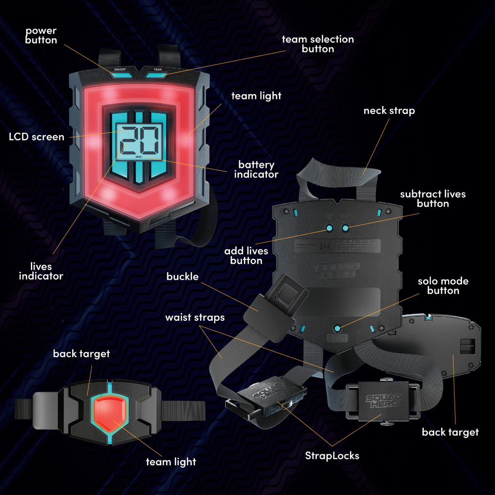 Squad Hero LCD HUD display on guns and vests