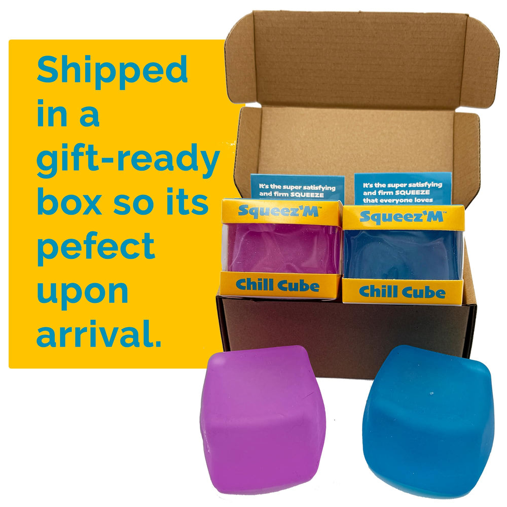 Kid-safe Squeez'M Chill Cubes provide non-toxic fidgeting for kids
