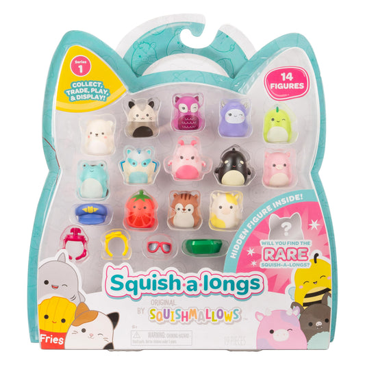 Squish-a-longs 14-pack front view featuring 14 mini-squishalongs for collection