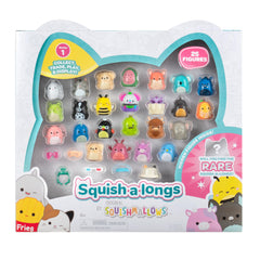 Squish-a-longs 25-pack Series 1 front view with collectible mini-squish set for display and collection