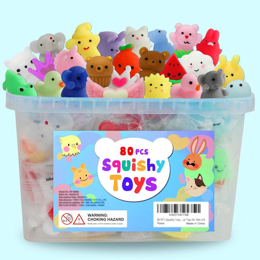 Squishiq 80 piece party favors bucket for kids playtime