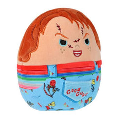 Squishmallows Chucky Halloween 7-inch face close-up, inviting smile and soft marshmallow texture.