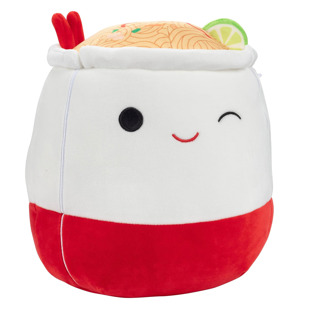Close-up of Squishmallows Daley ramen noodles plush highlighting texture and charm.