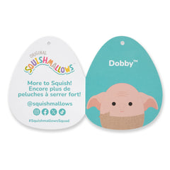 Dobby 10-inch Squishmallows plush official licensing seal for authenticity.