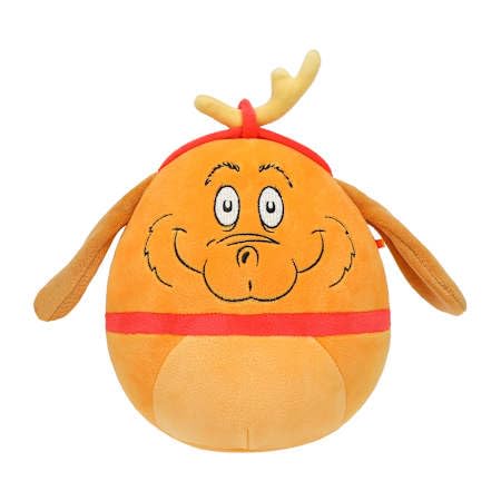 Squishmallows Grinch Max dog 7-inch front view, perfect cuddle buddy for bedtime