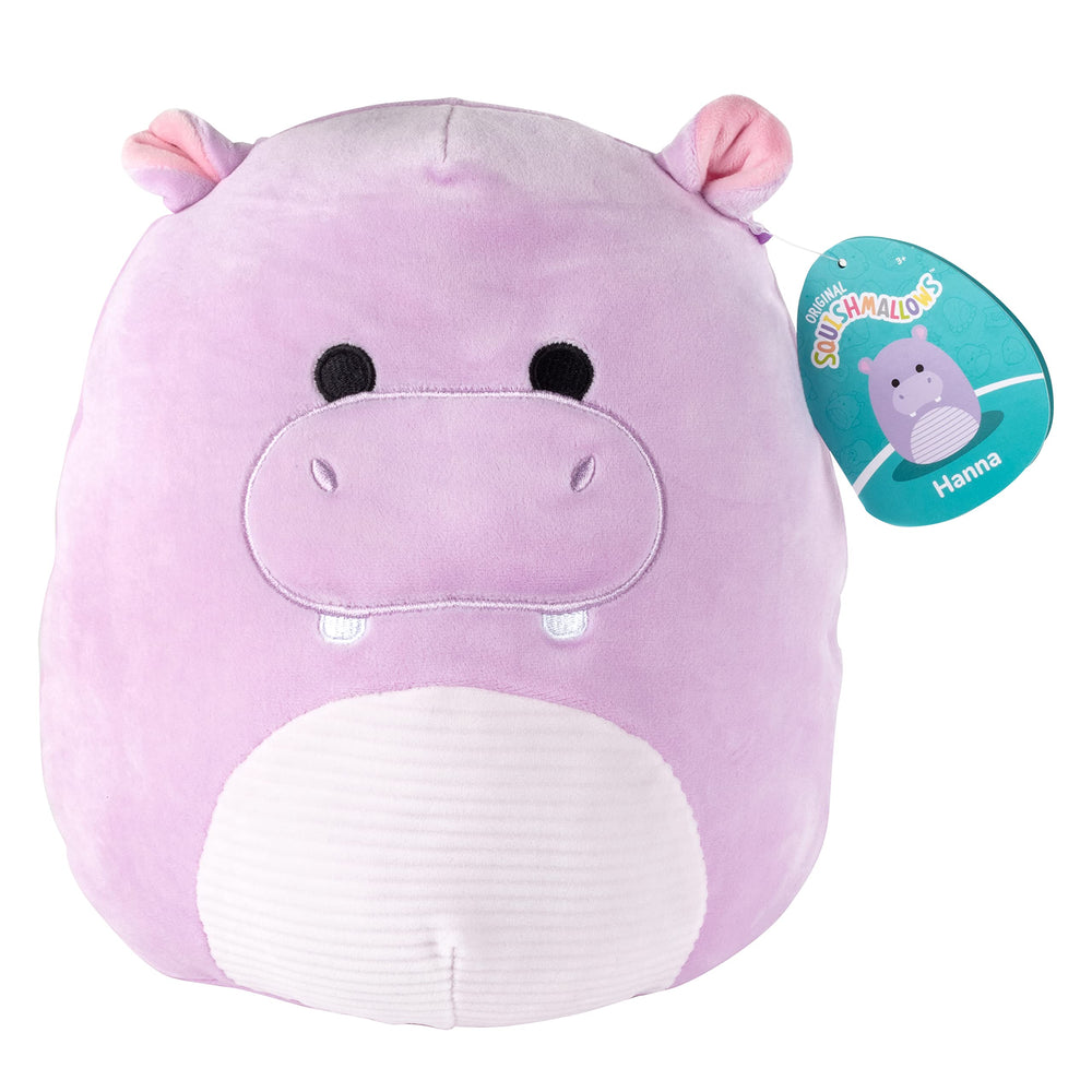 Squishmallows Hanna the Purple Hippo plush for soft cuddles and festive holidays.