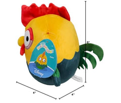 Squishmallows Hei Hei Rooster plush close-up, soft fabric details enhance cozy playtime.