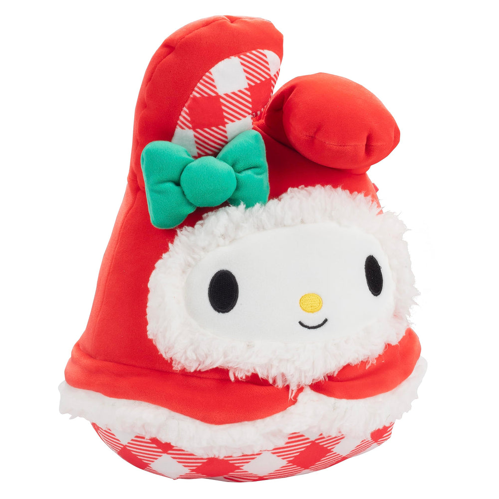 Squishmallows Hello Kitty My Melody 8-inch plush with Christmas details, perfect for seasonal display.