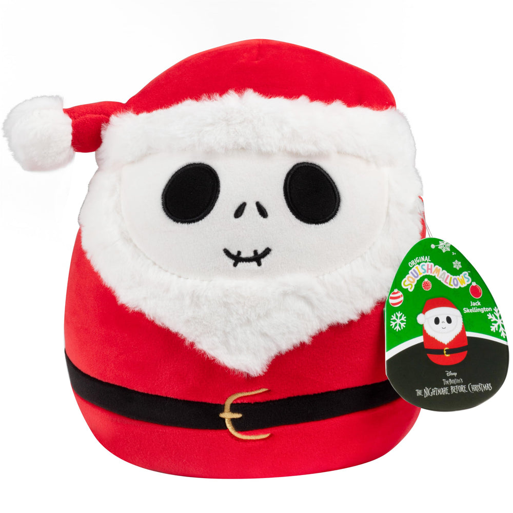 Squishmallows Jack Skellington Santa Claus plush toy for cozy hugs.