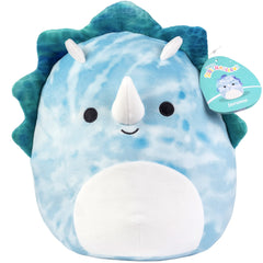 Squishmallows Jerome blue triceratops portrait, a soft cuddle buddy for kids