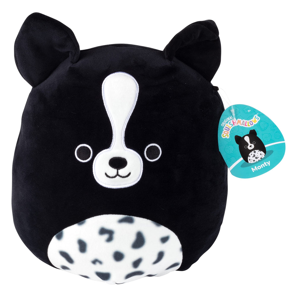 Monty the Border Collie Squishmallows 10-inch plush for cuddling and play.